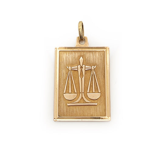 Vintage 9ct Yellow Gold Scales / Libra Pendant