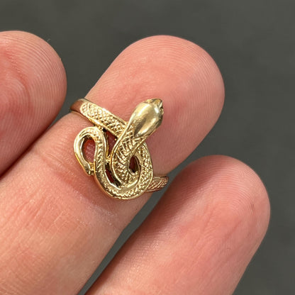 Vintage 9ct Yellow Gold Snake Ring - Sz. 5.5