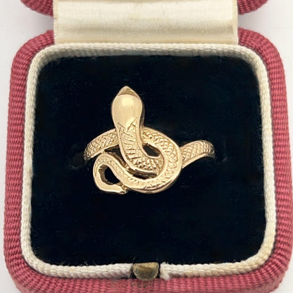 Vintage 9ct Yellow Gold Snake Ring - Sz. 5.5