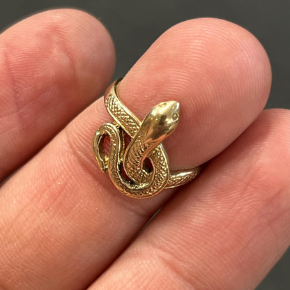 Vintage 9ct Yellow Gold Snake Ring - Sz. 5.5