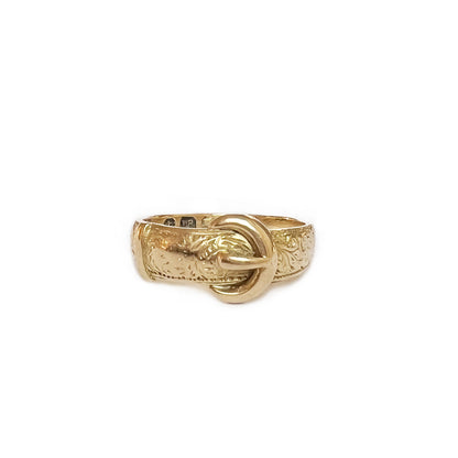 Antique 18k Yellow Gold Victorian Buckle Ring - Size 6