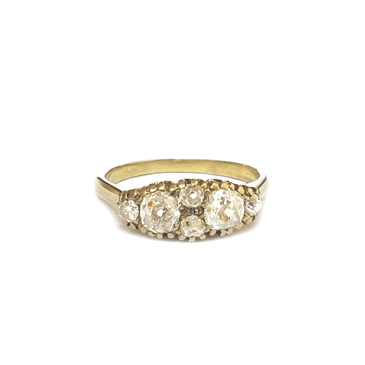 Antique 18k Gold Edwardian Diamond Ring - Size 7.5