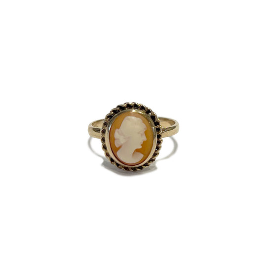 Vintage 9k Agate Cameo Ring - Size 5.25