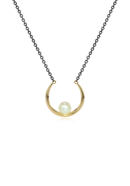 Luna Large 2tone Pearl Crescent Pendant