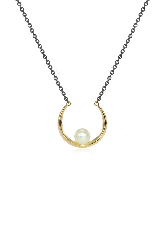 Luna Large 2tone Pearl Crescent Pendant