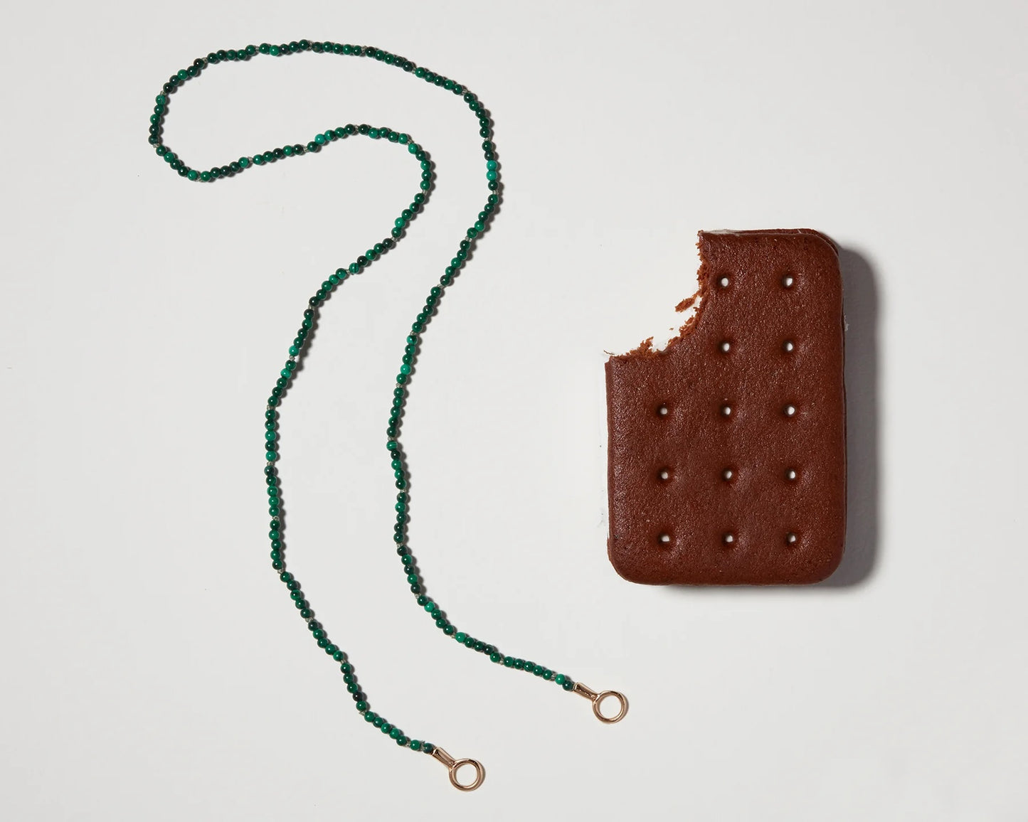 Malachite Itty Bitty Strand with Yellow Gold Loops - 16''