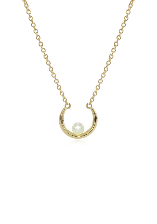 Luna Small Pearl Crescent Pendant