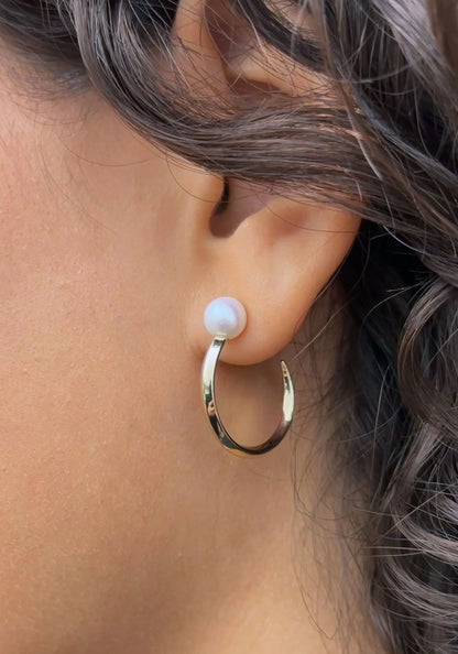 Luna Large Pearl Hoops