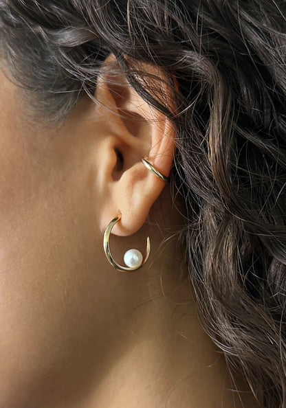 Luna Pearl Crescent Hoops