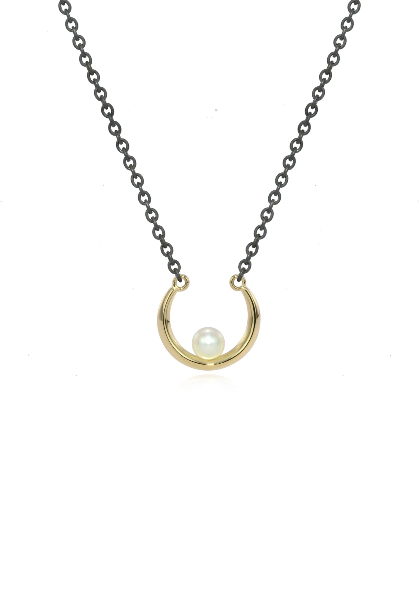 Luna Small 2tone Pearl Crescent Pendant