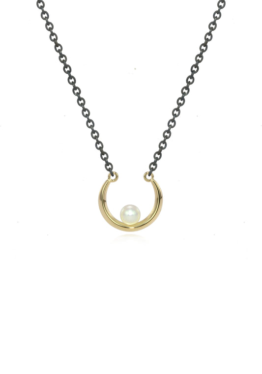 Luna Small 2tone Pearl Crescent Pendant