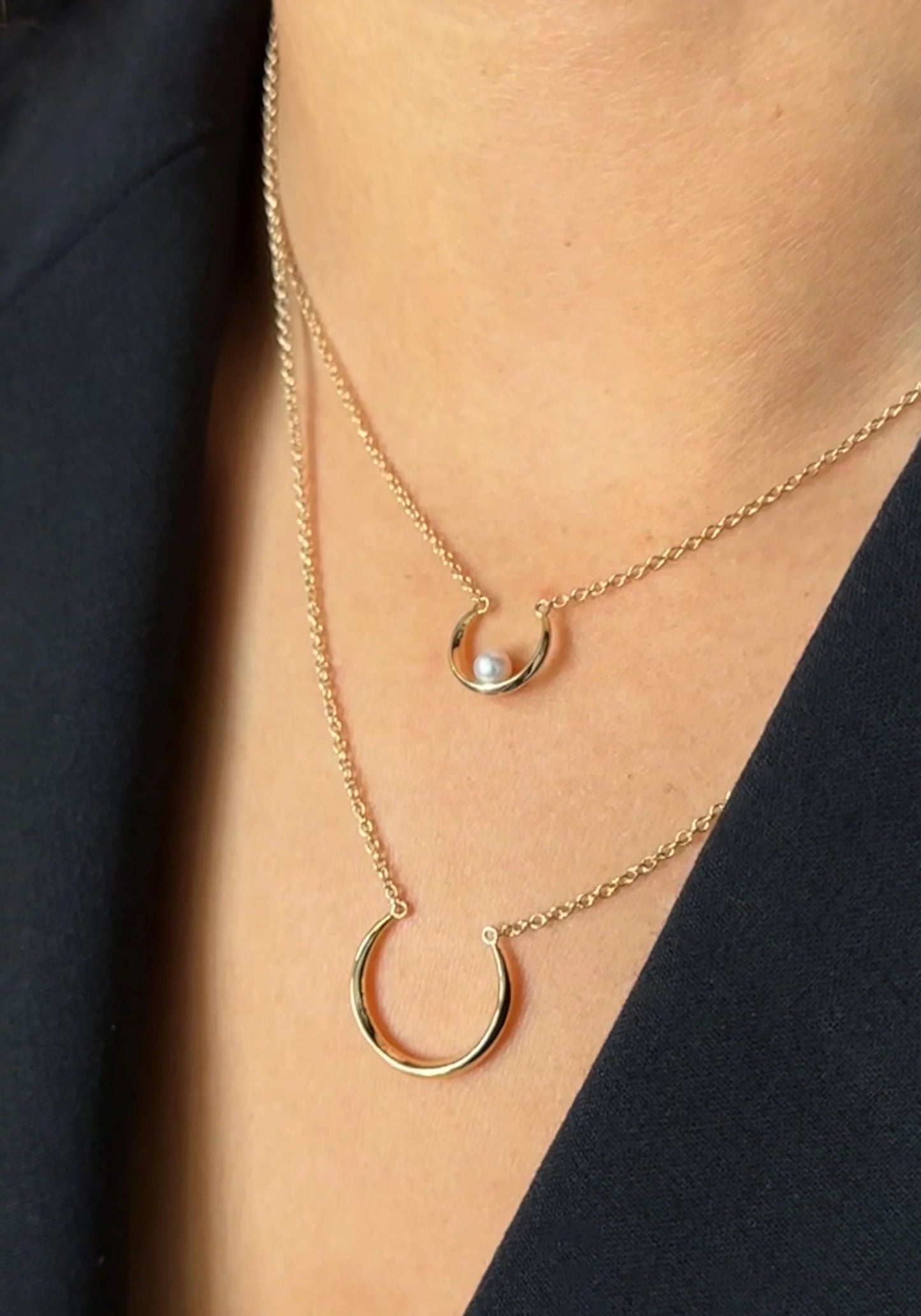 Luna Small Pearl Crescent Pendant