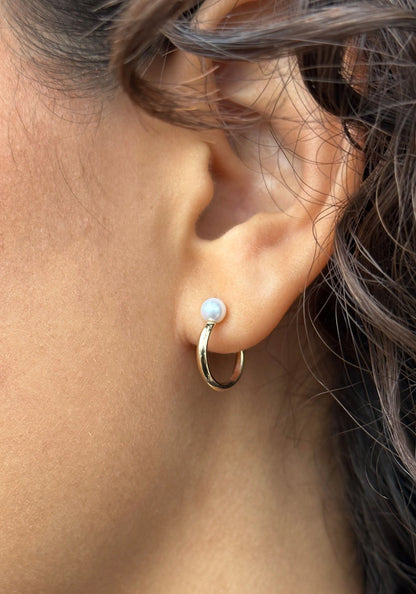 Luna Small Pearl Hoops