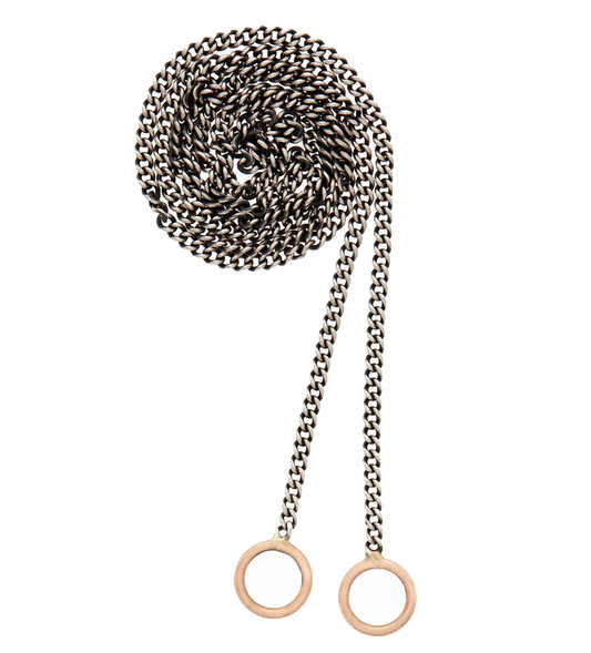 Fine Curb Chain with Rose Gold Loops - 18''