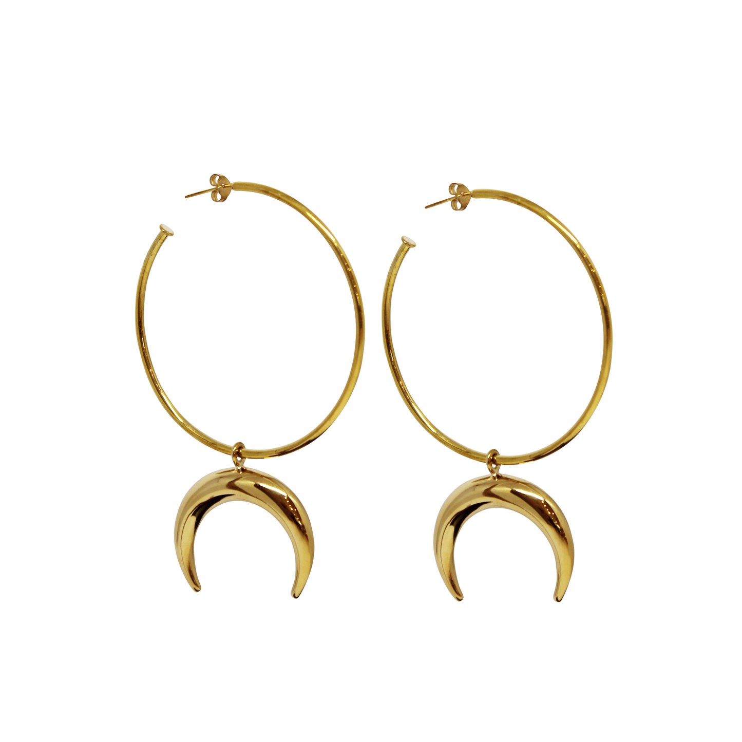 Moon Charm Hoops