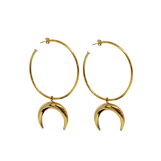 Moon Charm Hoops