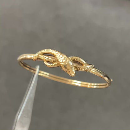 Vintage 9ct Yellow Gold Snake Bangle - 7"