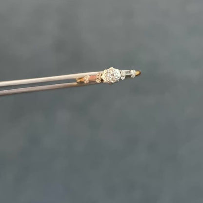 Antique Victorian Diamond + 18k Yellow Gold + Platinum Star Set Solitaire Ring - Sz 5