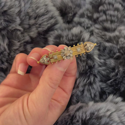 Antique Alfonsino Diamond + 18ct Yellow Gold Brooch