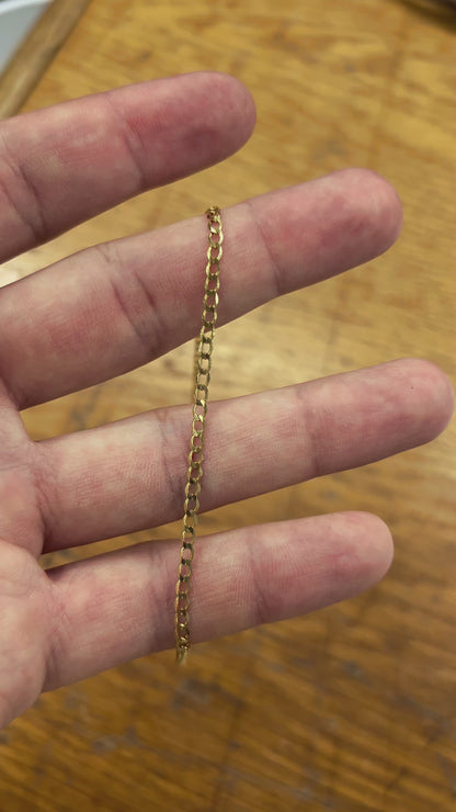 Vintage 9ct Yellow Gold Curb Chain - 16"L