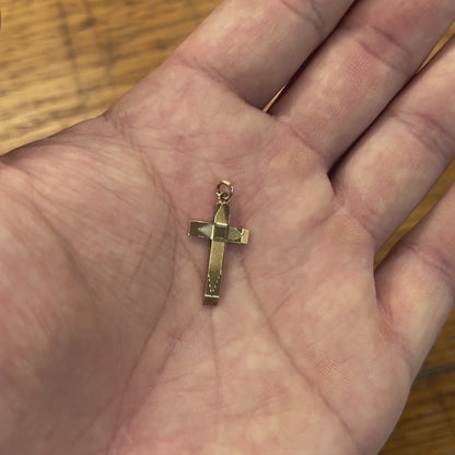 Vintage 9ct Yellow Gold Art Deco Cross Charm