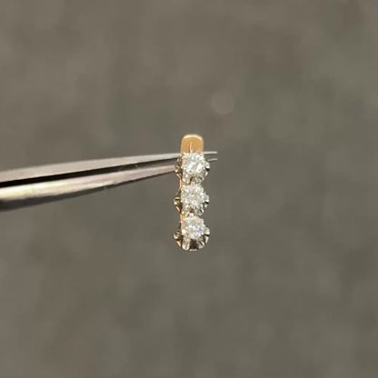 Vintage Diamond + 14k Rose Gold Dormeuse Triplet Earrings