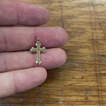 Vintage 9ct Yellow Gold Mini Celtic Cross Charm