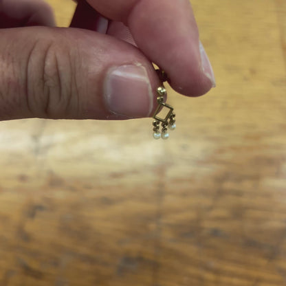 Vintage Seed Pearl + 9ct Yellow Gold Chandelier Earrings