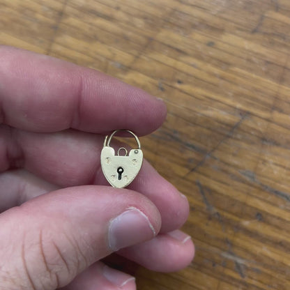 Vintage Small 9ct Yellow Gold Heart Lock Charm