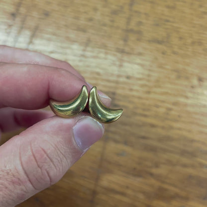 Vintage 9ct Yellow Gold Bubble Crescent Earrings