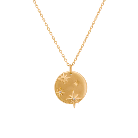 Stars Medallion Necklace - Diamonds