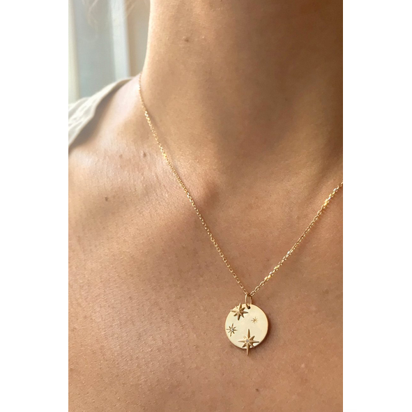 Stars Medallion Necklace - Diamonds