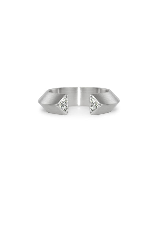 Slice Silver Large Triangle Diamond Ring