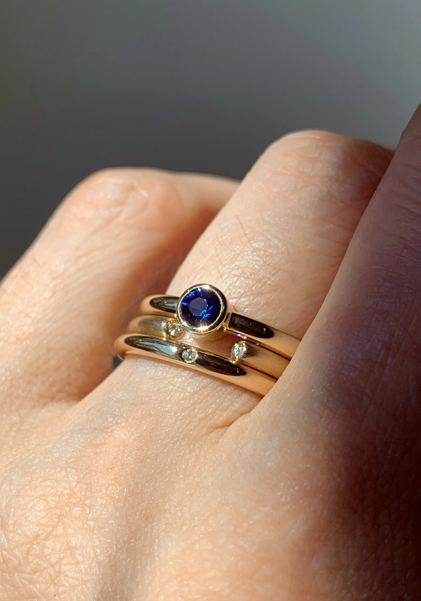 Slice Solitaire Blue Sapphire Ring