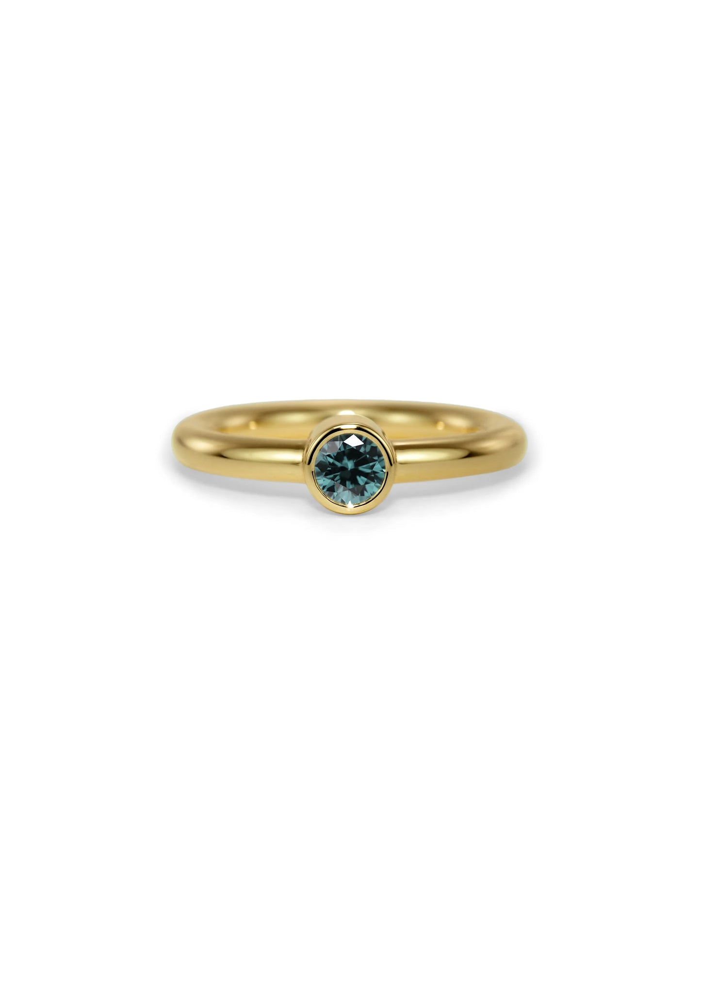 Slice Solitaire Teal Sapphire Ring