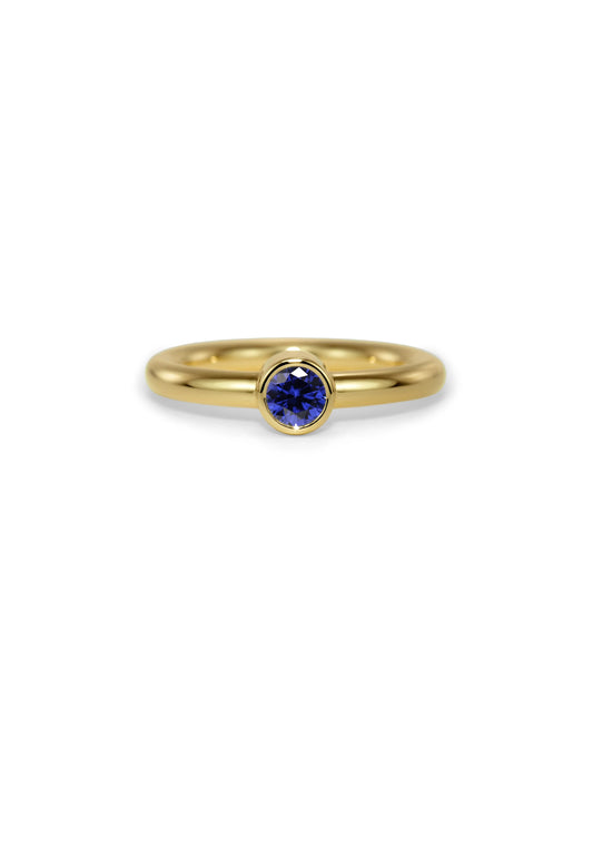 Slice Solitaire Blue Sapphire Ring