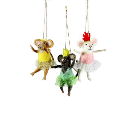 BALLERINA MOUSE ORNAMENT - GREEN DRESS